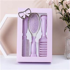 3 PIECES BRUSH SET AIR CUSHION MASSAGE COMB FOR CURLY HAIR KANGHA (PURPLE )